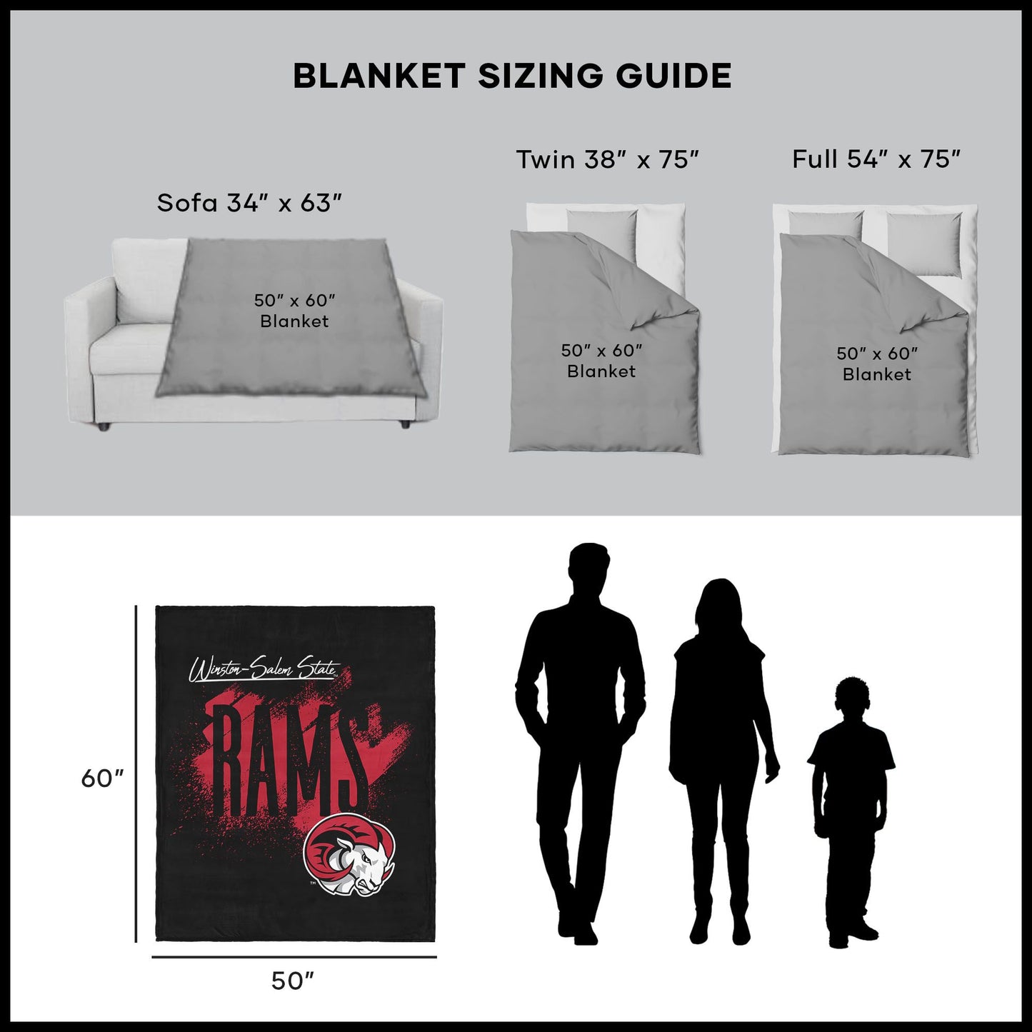 NCAA Winston-Salem State Tradition Silk Touch Throw Blanket 50x60 Inches