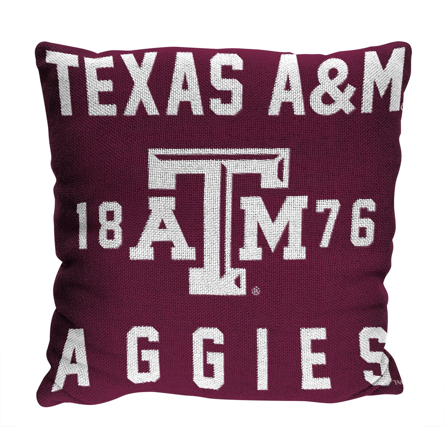 Texas A&M OFFICIAL NCAA "Stacked" Woven Pillow; 20" x 20"