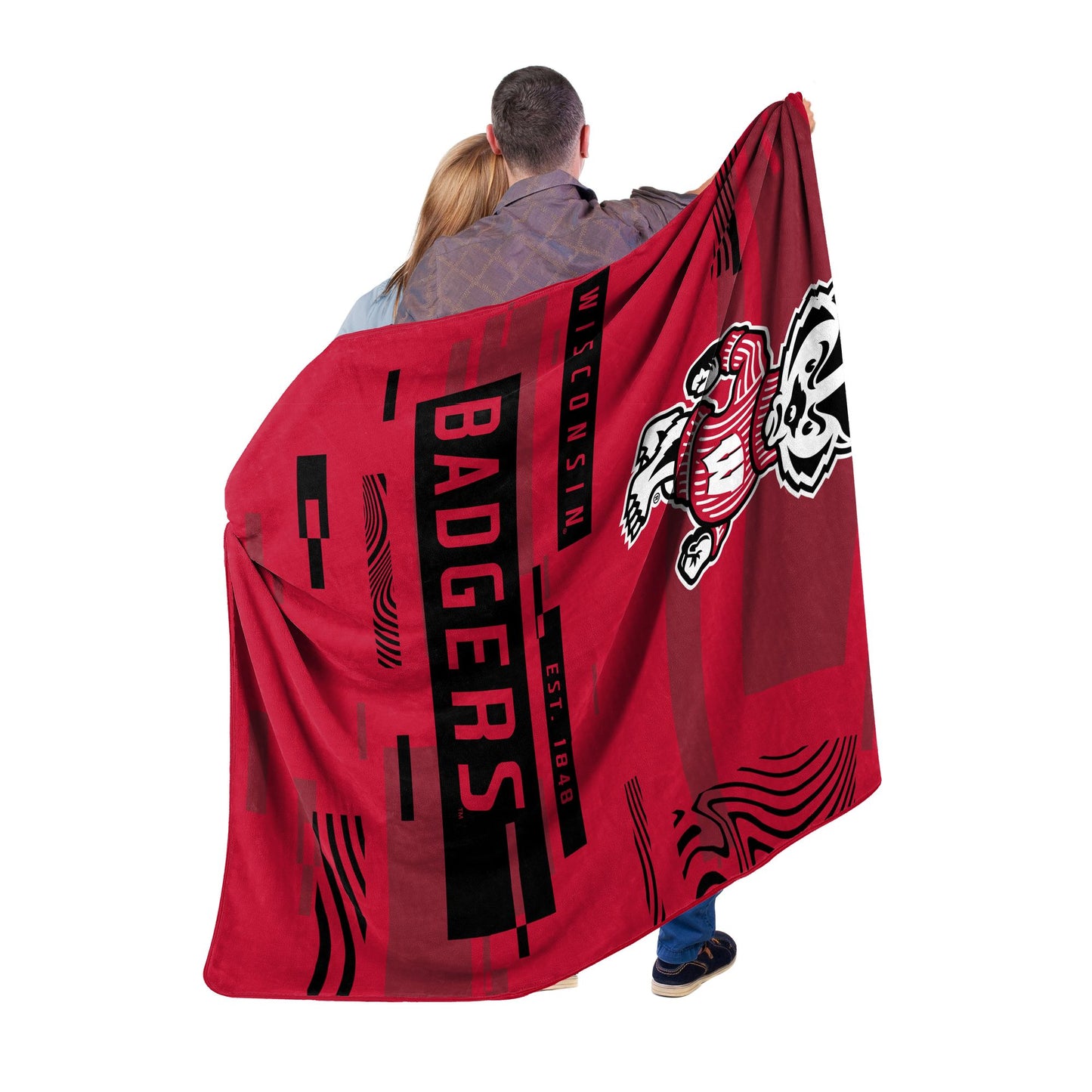 WISCONSIN OFFICIAL NCAA "Digitize" Raschel Throw Blanket; 60" x 80"