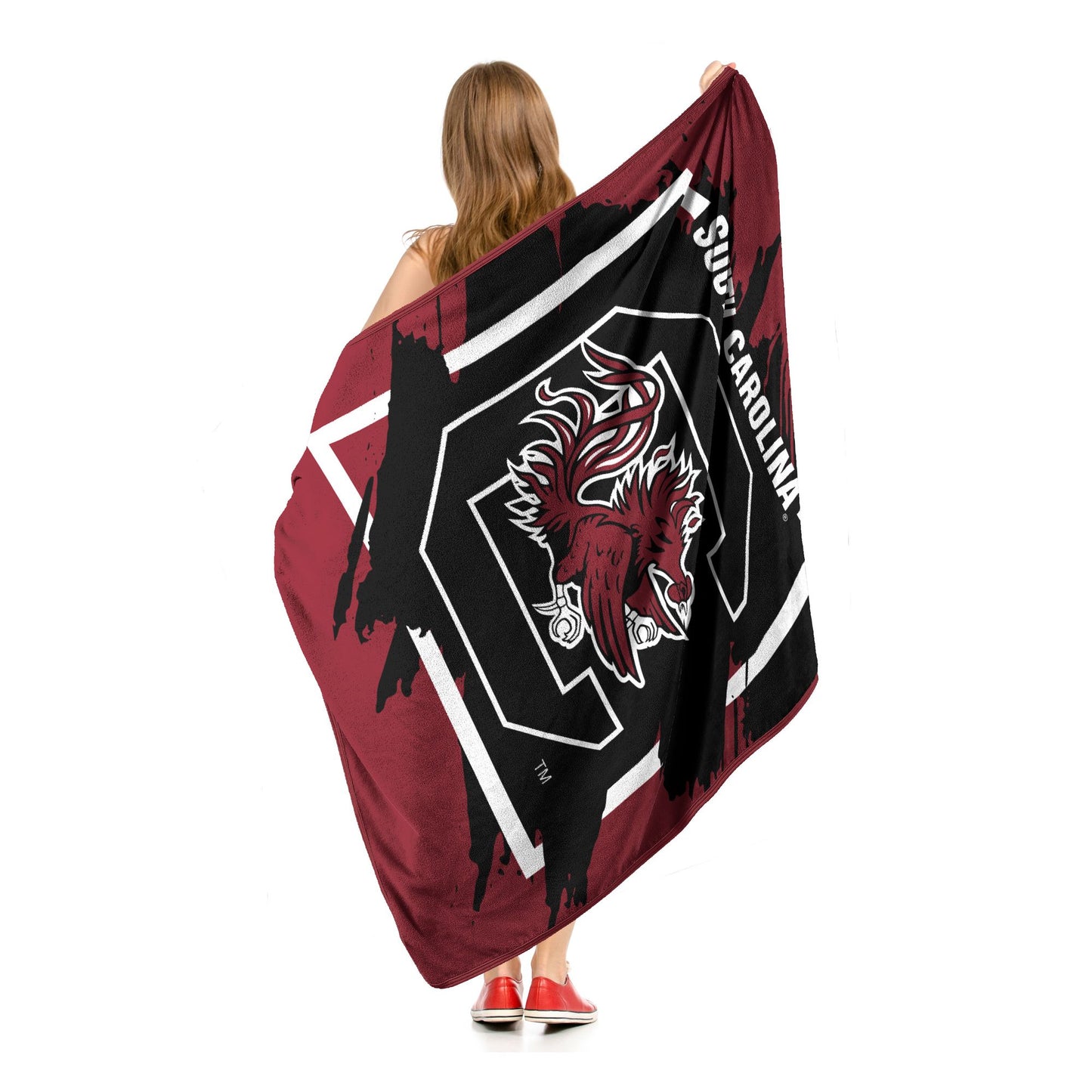 SOUTH CAROLINA OFFICIAL NCAA "Halftone" Micro Raschel Throw Blanket; 46" x 60"