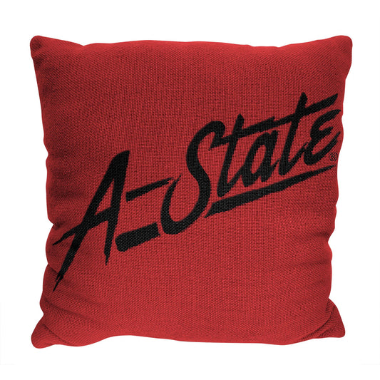Arkansas State OFFICIAL NCAA "Invert" Woven Pillow; 20" x 20"