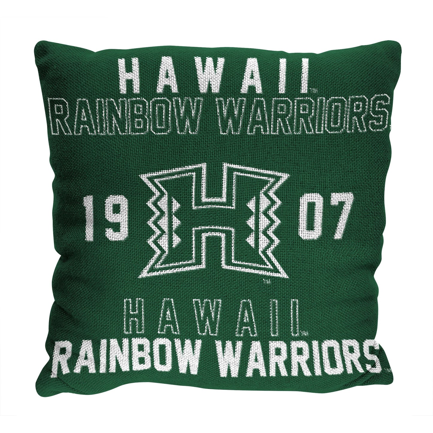 Hawaii OFFICIAL NCAA "Stacked" Woven Pillow; 20" x 20"
