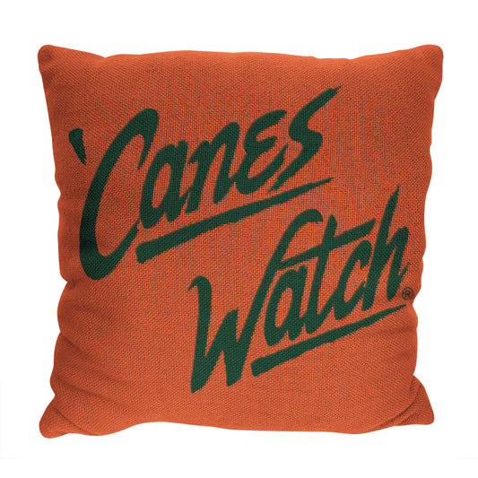 Miami OFFICIAL NCAA "Invert" Woven Pillow; 20" x 20"
