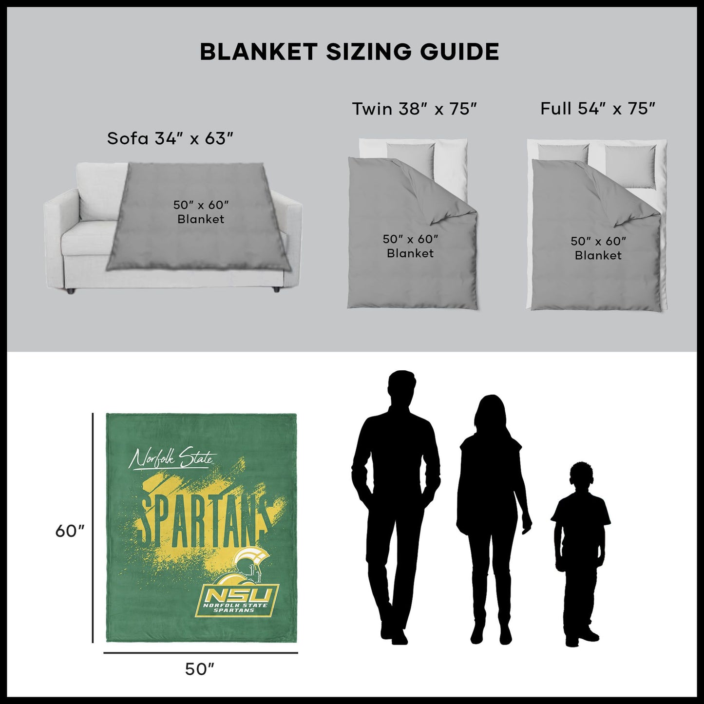 NCAA Norfolk State Tradition Silk Touch Throw Blanket 50x60 Inches
