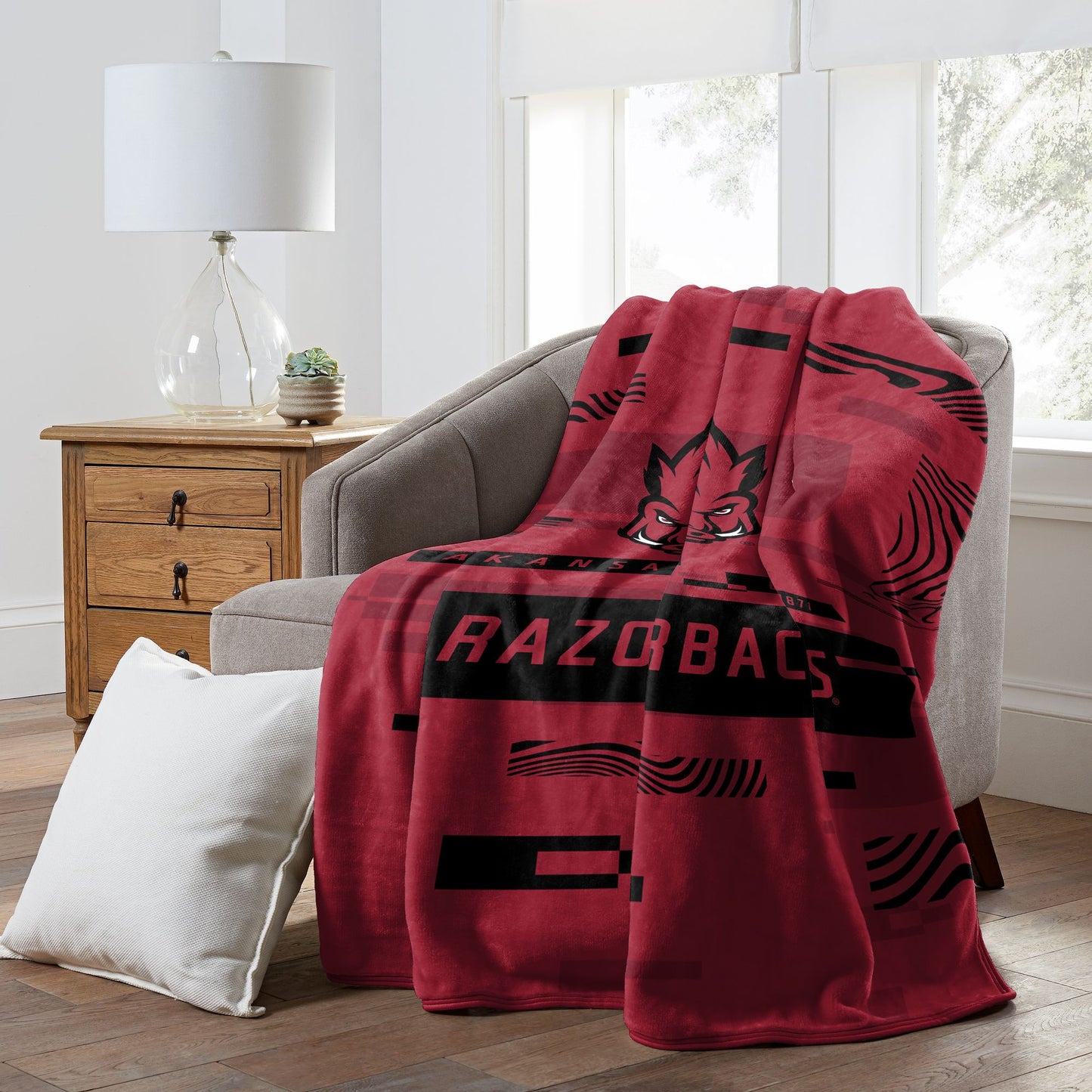 ARKANSAS OFFICIAL NCAA "Digitize" Raschel Throw Blanket; 60" x 80"