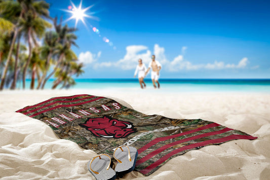 Arkansas OFFICIAL NCAA Realtree "Stripes" Beach Towel; 30" x 60"