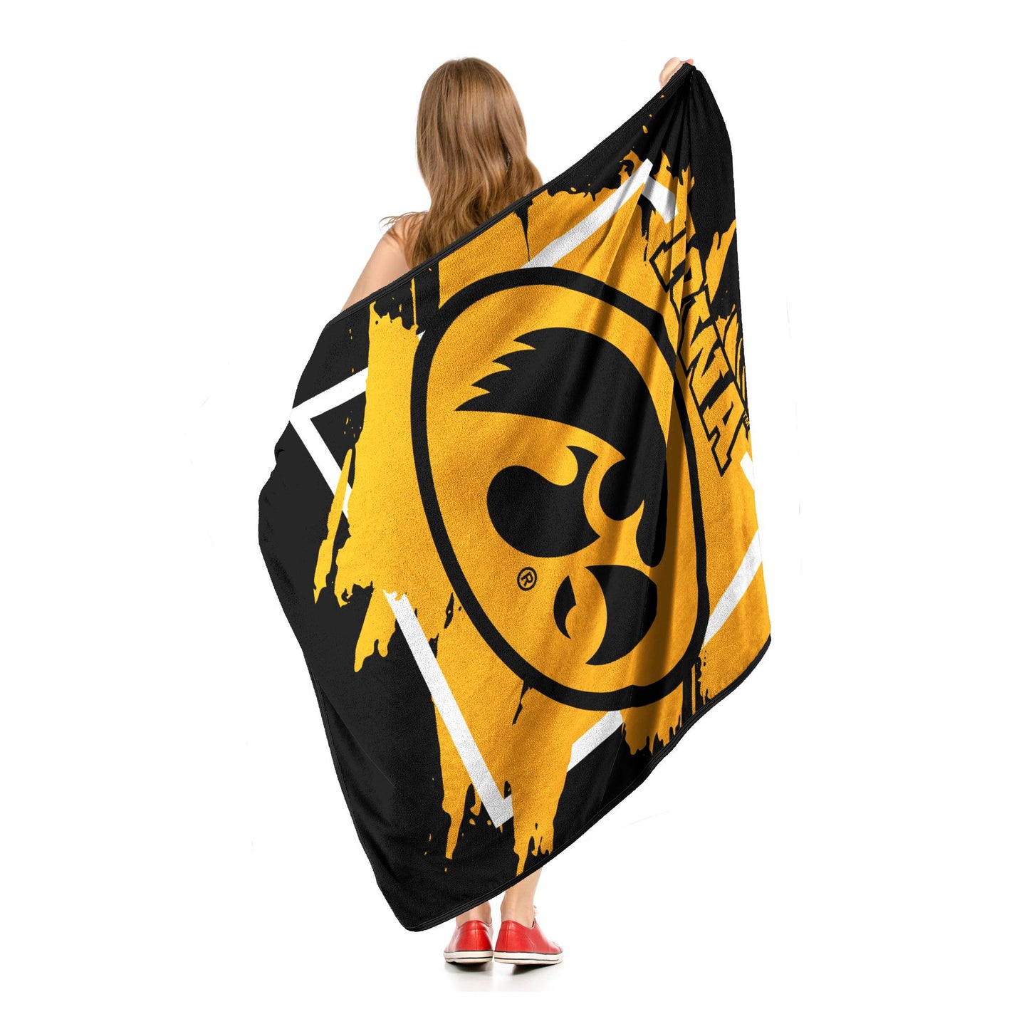 IOWA OFFICIAL NCAA "Dimensional" Micro Raschel Throw Blanket; 46" x 60"