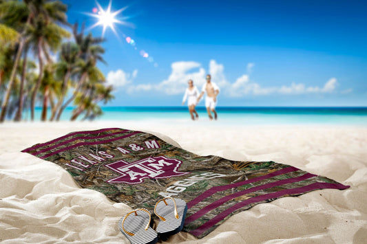 Texas A&M OFFICIAL NCAA Realtree "Stripes" Beach Towel; 30" x 60"
