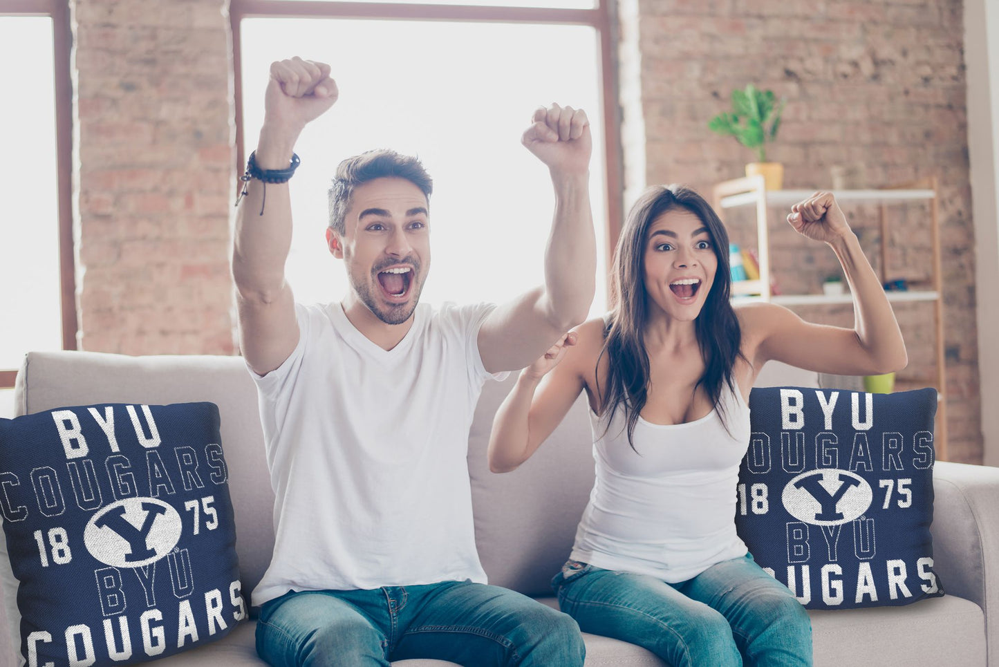 BYU OFFICIAL NCAA "Stacked" Woven Pillow; 20" x 20"