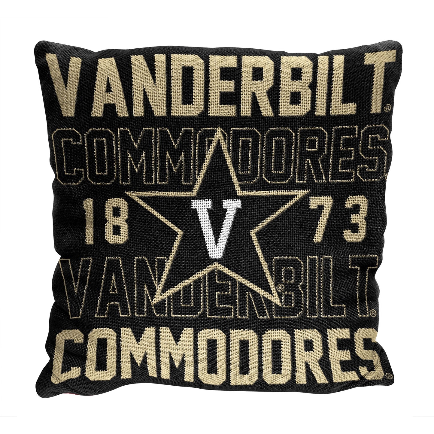 Vanderbilt OFFICIAL NCAA "Stacked" Woven Pillow; 20" x 20"