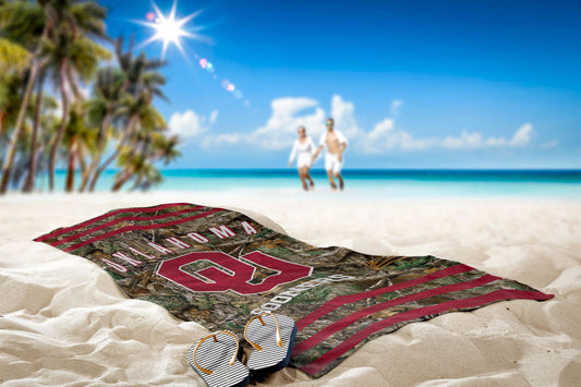 Oklahoma OFFICIAL NCAA Realtree "Stripes" Beach Towel; 30" x 60"