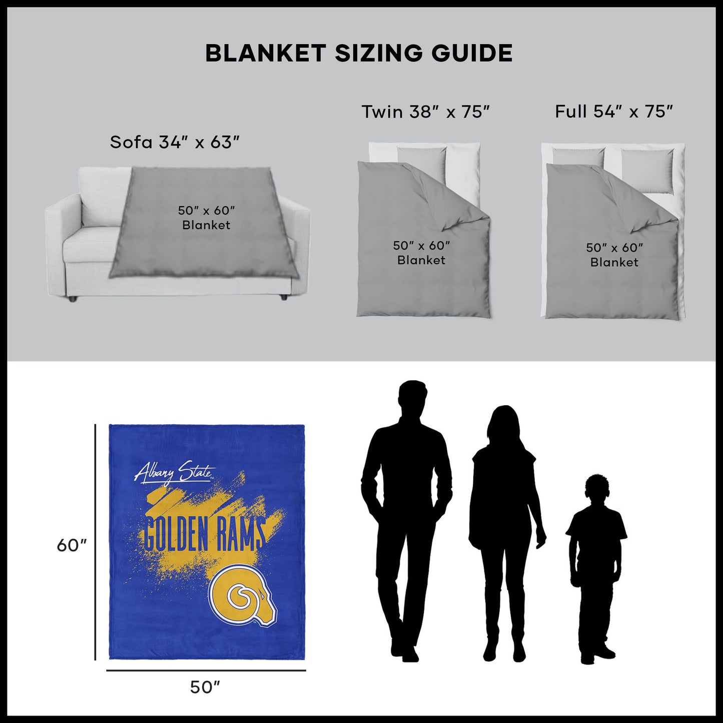 NCAA Albany State Tradition Silk Touch Throw Blanket 50x60 Inches