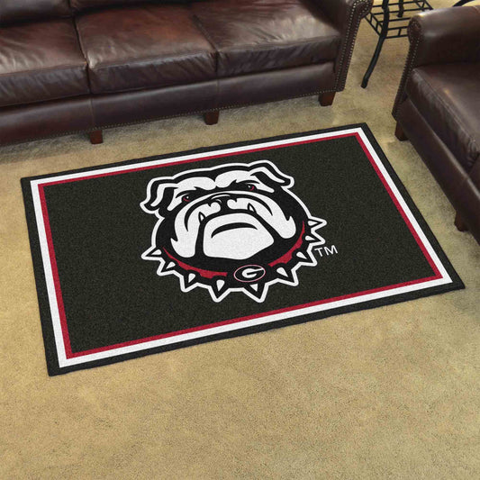Georgia Black New Bulldog 4'x6' Rug