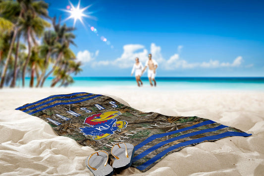 Kansas OFFICIAL NCAA Realtree "Stripes" Beach Towel; 30" x 60"