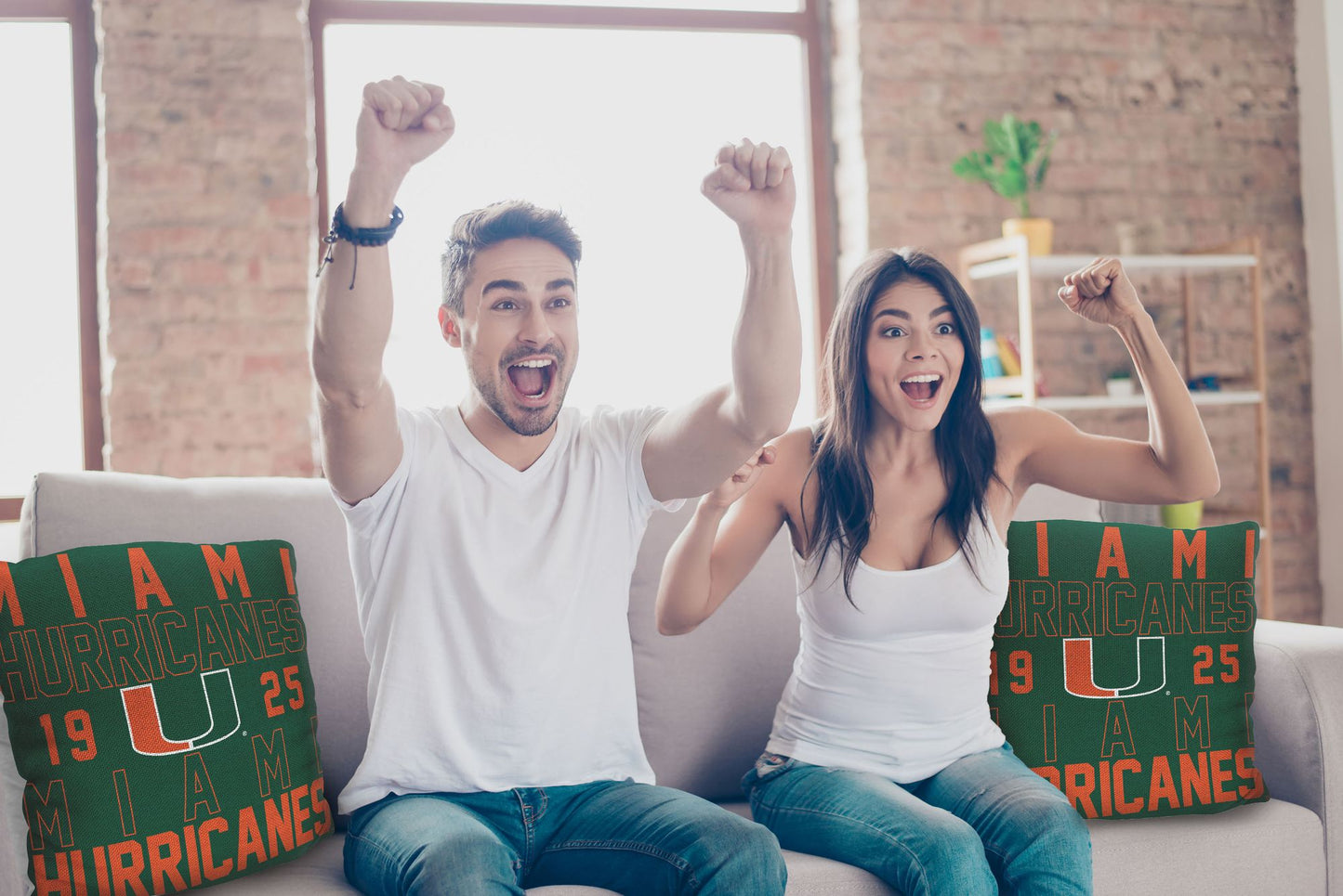 Miami OFFICIAL NCAA "Stacked" Woven Pillow; 20" x 20"