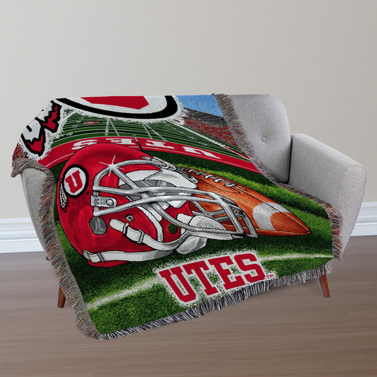 Utah OFFICIAL Collegiate "Home Field Advantage" Woven Tapestry Throw