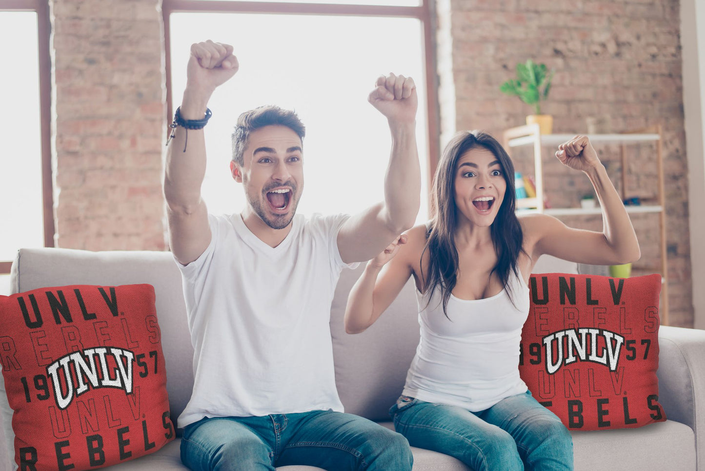 UNLV OFFICIAL NCAA "Stacked" Woven Pillow; 20" x 20"