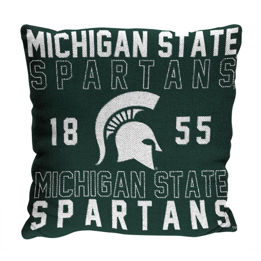 Michigan State OFFICIAL NCAA "Stacked" Woven Pillow; 20" x 20"