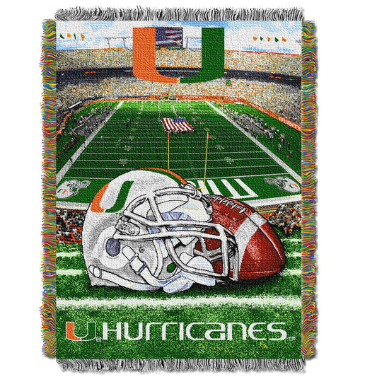 Miami OFFICIAL Collegiate "Home Field Advantage" Woven Tapestry Throw