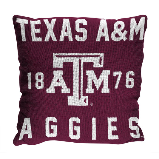 Texas A&M OFFICIAL NCAA "Stacked" Woven Pillow; 20" x 20"
