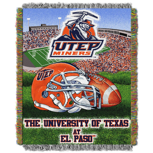 Texas El Paso OFFICIAL Collegiate "Home Field Advantage" Woven Tapestry Throw