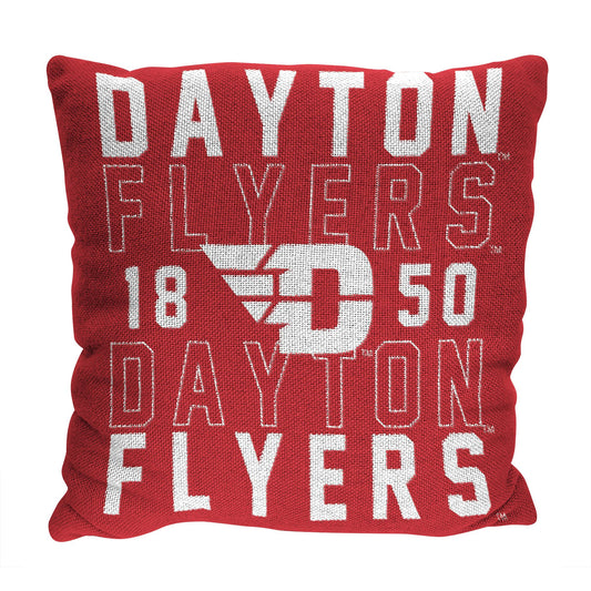 Dayton OFFICIAL NCAA "Stacked" Woven Pillow; 20" x 20"