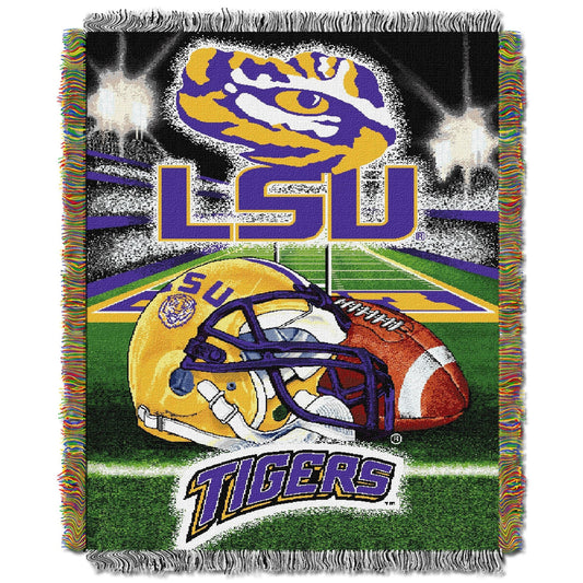 LSU OFFICIAL Collegiate "Home Field Advantage" Woven Tapestry Throw