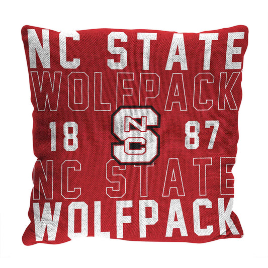 NC State OFFICIAL NCAA "Stacked" Woven Pillow; 20" x 20"