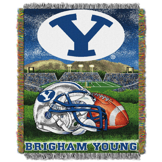 BYU OFFICIAL Collegiate "Home Field Advantage" Woven Tapestry Throw