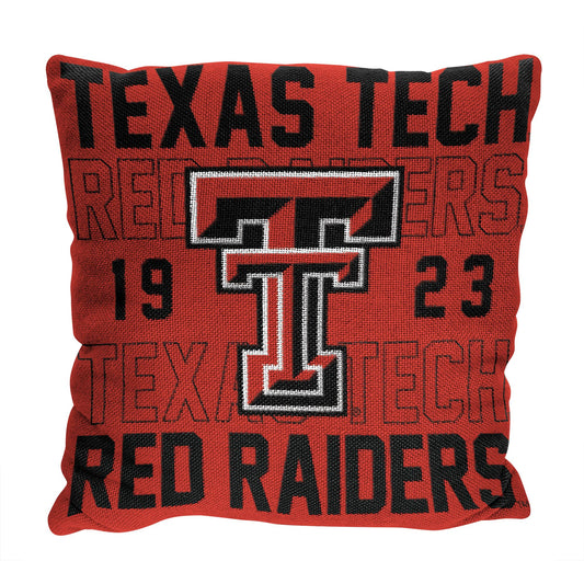 Texas Tech OFFICIAL NCAA "Stacked" Woven Pillow; 20" x 20"